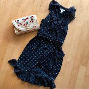 White House Black Market Polka Dot Ruffle Dress